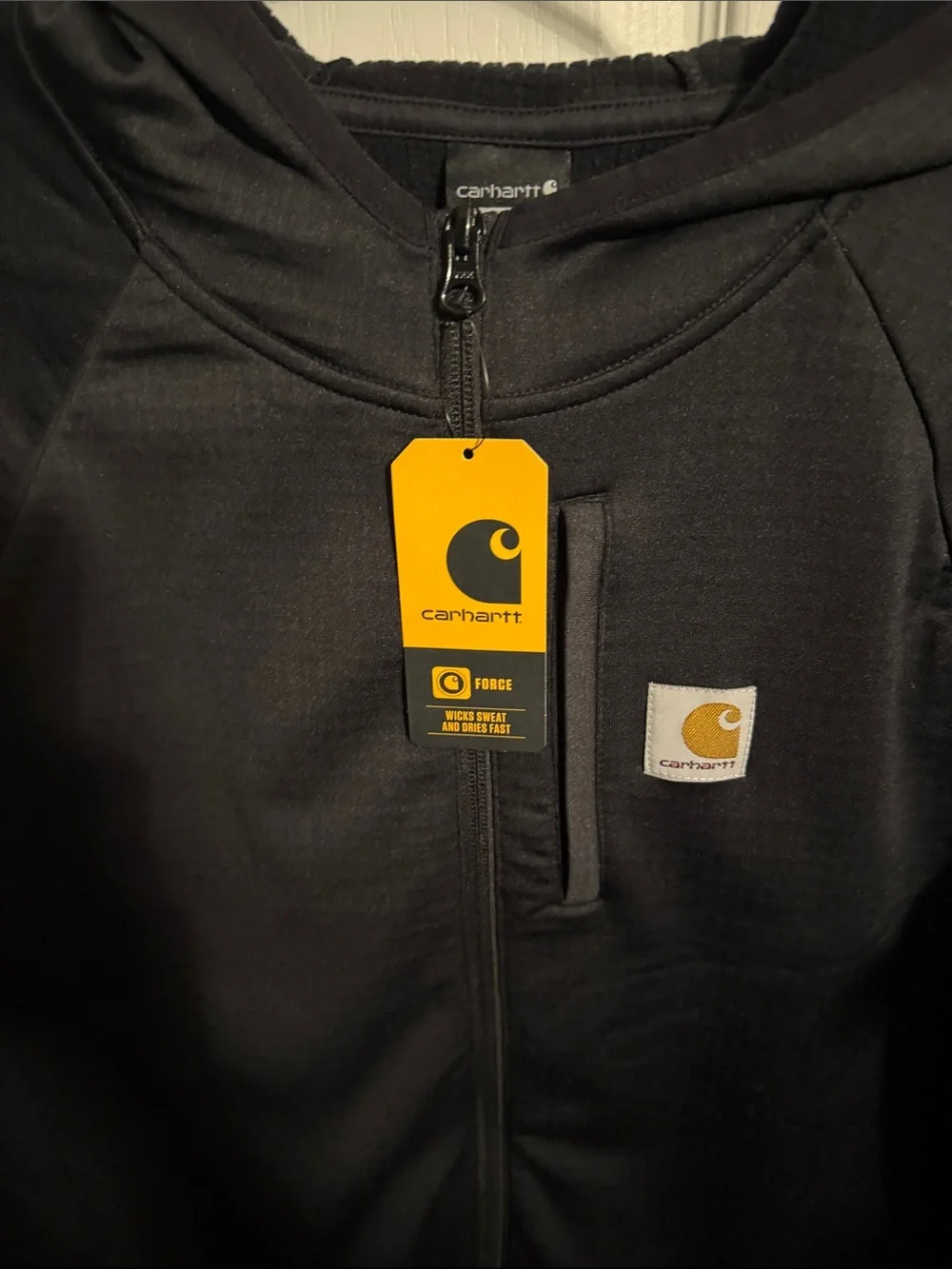 Carhartt Kids Black Full-Zip Hoodie with Chest Pocket size L 14/16